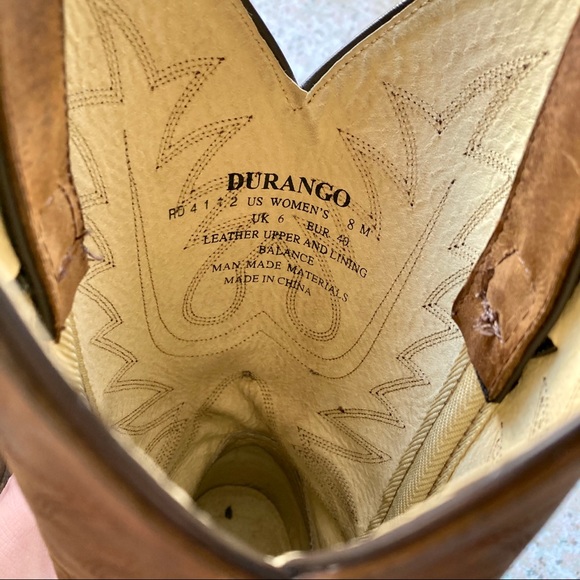 Durango Rustic Brown Leather Western Cowboy Boots - Picture 11 of 12